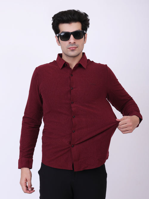 Brand Khasaab style Men’s Premium Solid Maroon Full Sleeve Shirt | Smart Casual Shirt