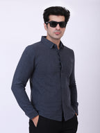 Brand Khasaab style Men’s Premium Solid Charcoal Blue Full Sleeve Shirt | Smart Casual Shirt