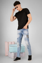 Men Skinny Mid Rise Blue Jeans