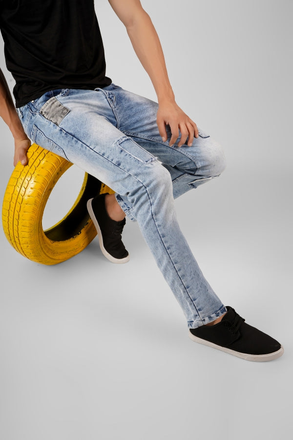 Men Skinny Mid Rise Blue Jeans