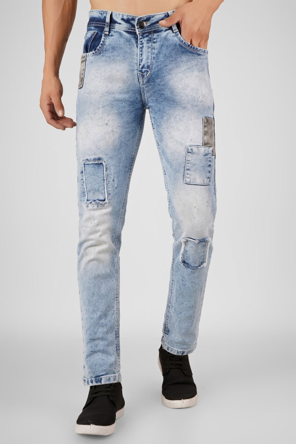 Men Skinny Mid Rise Blue Jeans