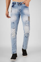 Men Skinny Mid Rise Blue Jeans
