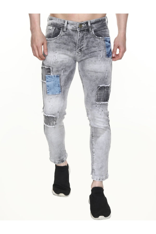 Men Skinny Mid Rise Grey Jeans