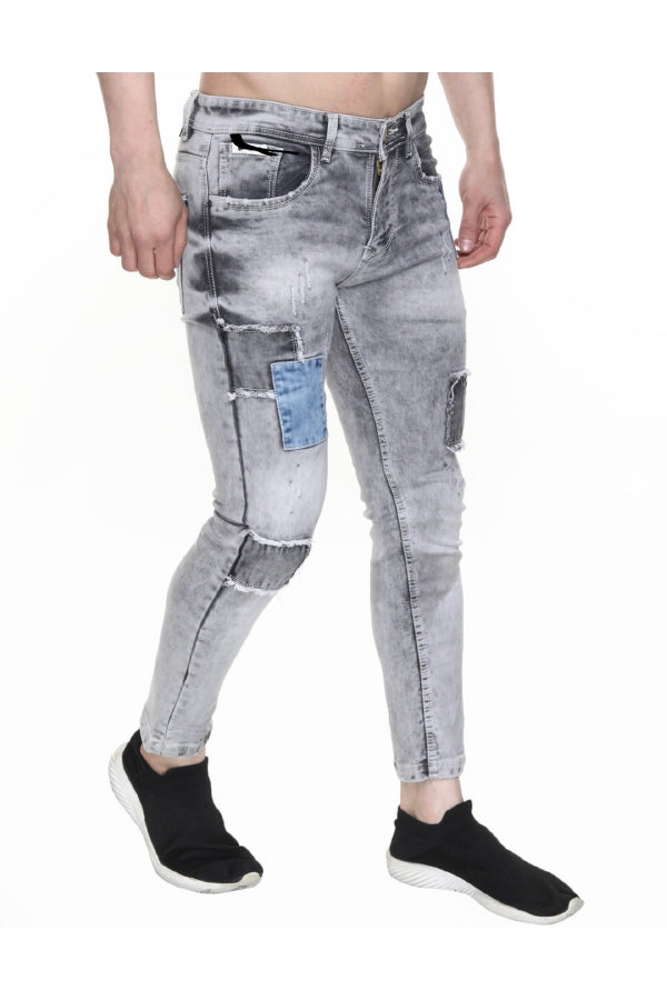 Men Skinny Mid Rise Grey Jeans