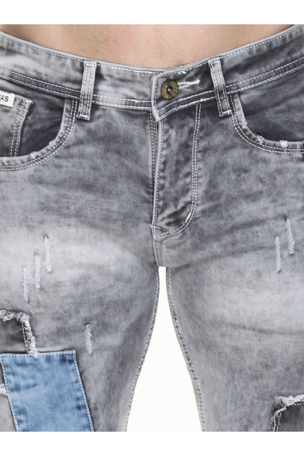 Men Skinny Mid Rise Grey Jeans